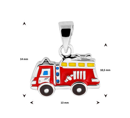 Zilveren hanger brandweerauto – close-up van de sluiting