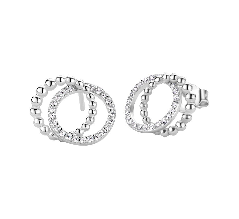 Zilveren oorknopjes met zirkonia 13 mm