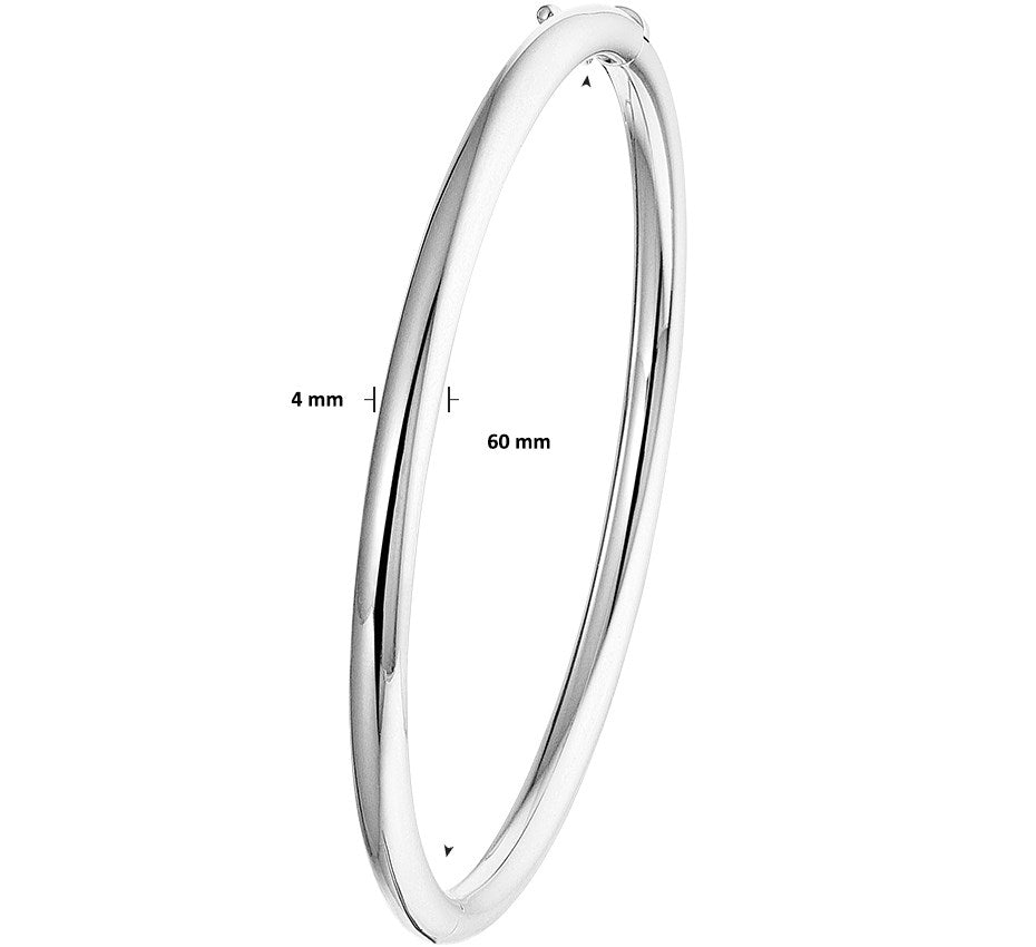 Zilveren scharnierbangle met ronde buis 4 × 60 mm