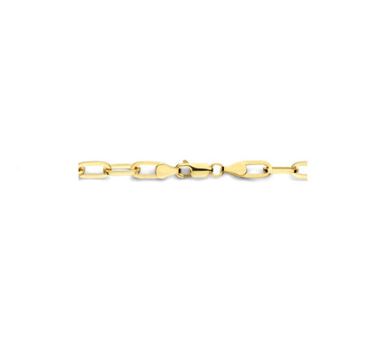 Gouden paperclipketting 5 mm met zilveren kern – close-up van de sluiting