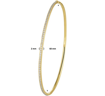Gouden bangle, scharnier diamant 0,50 ct 2,0 x 60 mm – 14 karaat