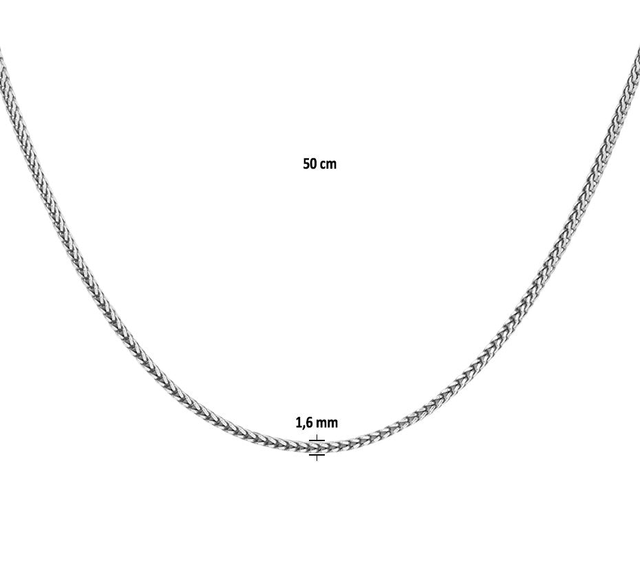 Zilveren vossenstaartketting 1,6 mm, 50 cm