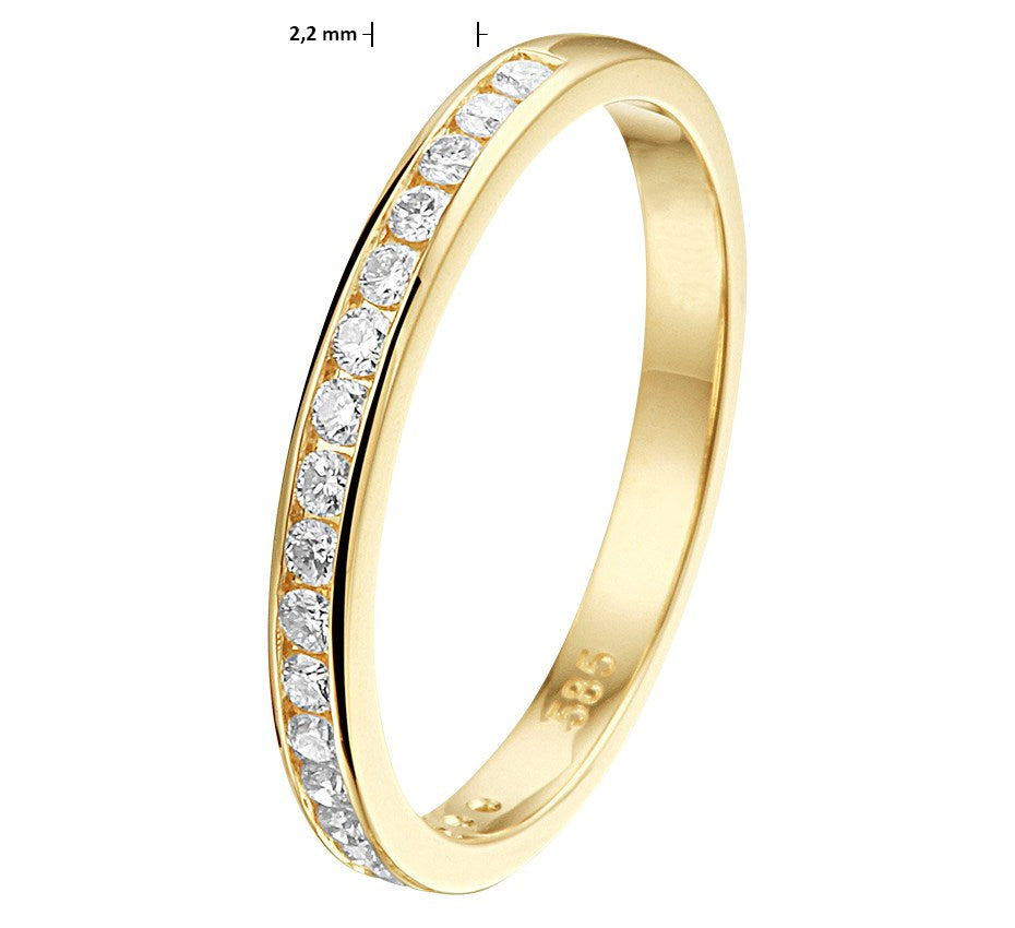 Gouden ring met diamantrij 0,25 ct – 14 karaat