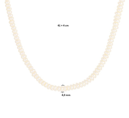 Zilveren ketting, parel 4,0 mm 41 + 4 cm