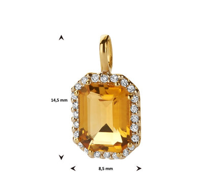 Gouden hanger met edelsteen en diamant – detailfoto