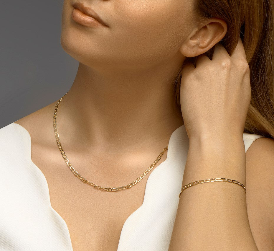 Gouden ankercollier met zilveren kern 4,2 mm