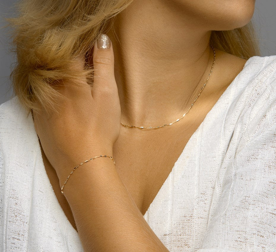 Gouden ketting met plaatjes 1,5 mm – 14 karaat