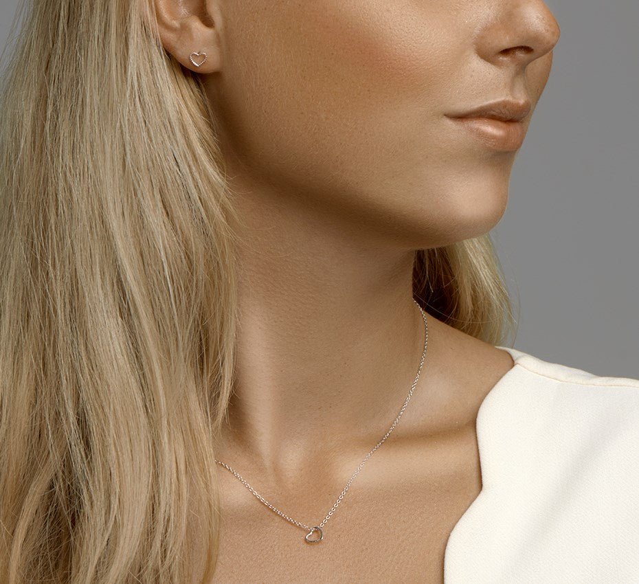 Zilveren ketting met hartje 7,5 mm
