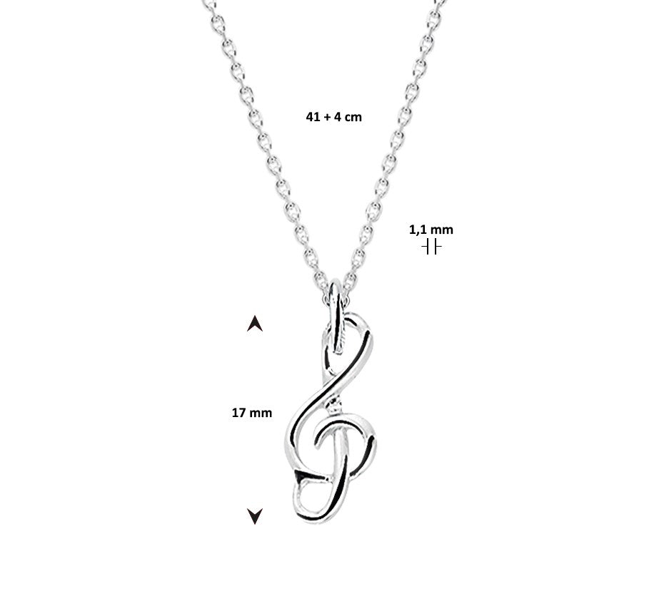 Zilveren ketting met g-sleutel
