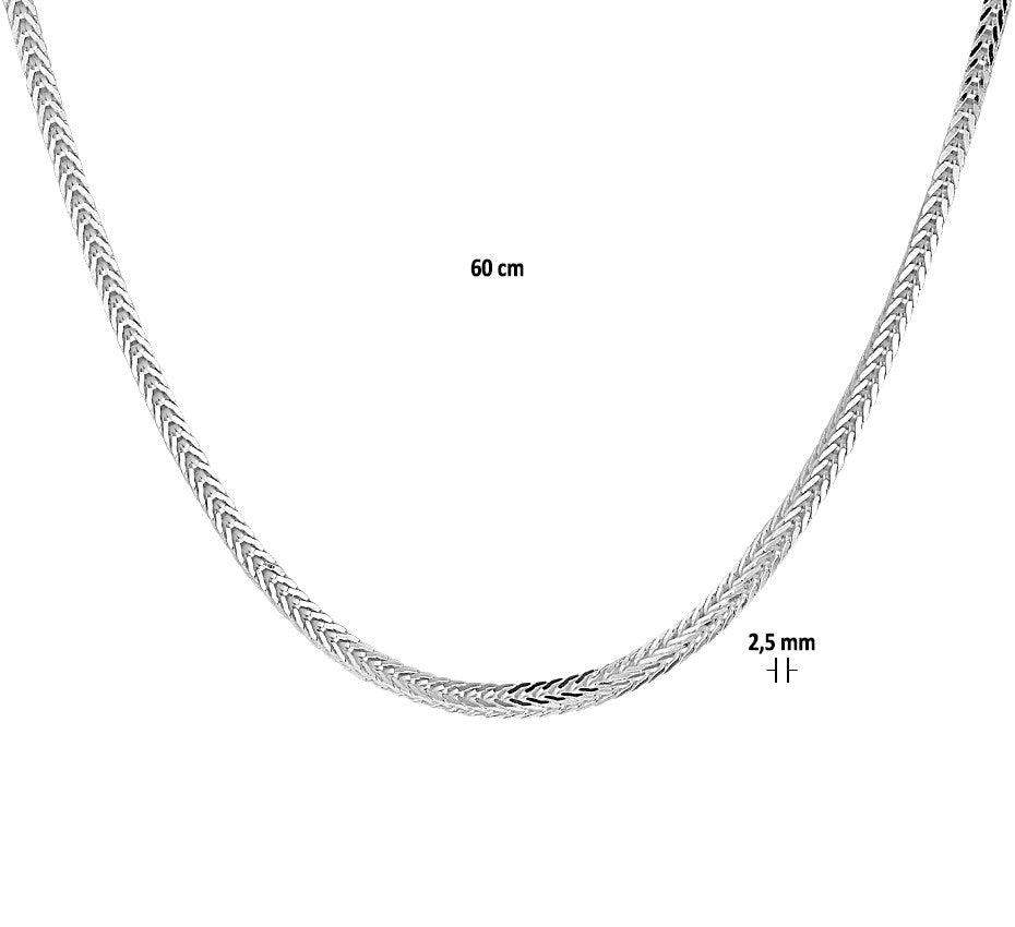 Zilveren vossestaartketting 2,5 mm 60 cm