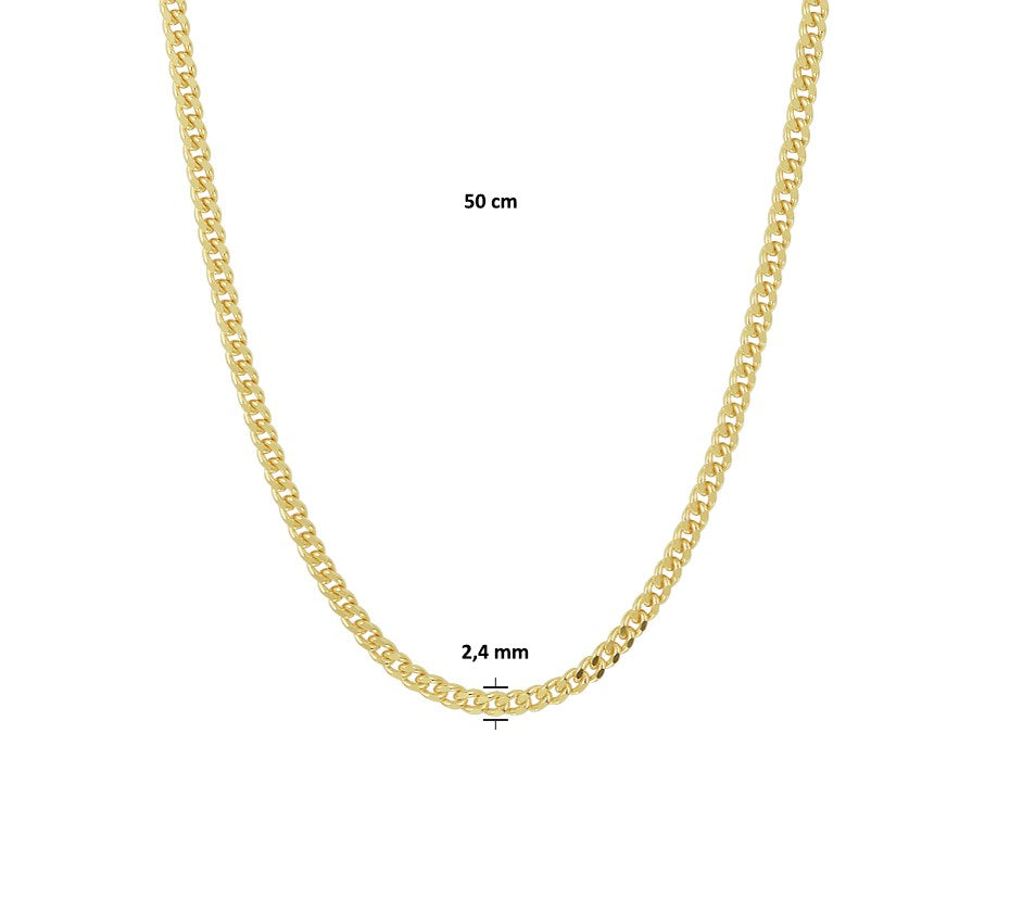 Zilveren ketting, gourmette 2,4 mm 50 cm