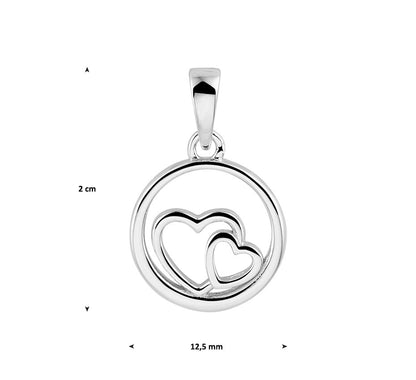 Zilveren hanger rondje met hartjes – close-up van de sluiting