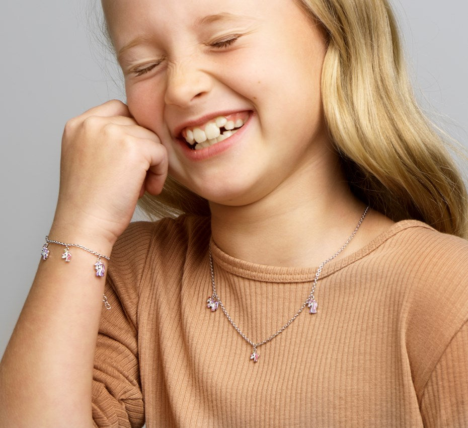 Zilveren kinderketting met eenhoorns