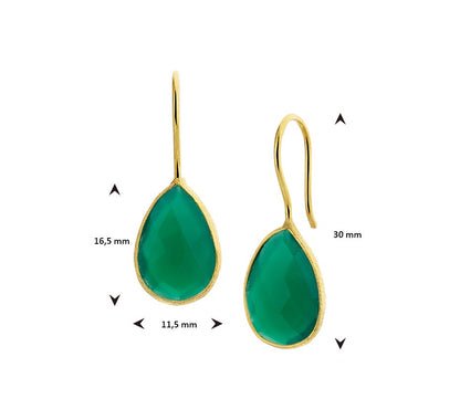 Zilveren oorhangers met groene agaat – close-up van de sluiting