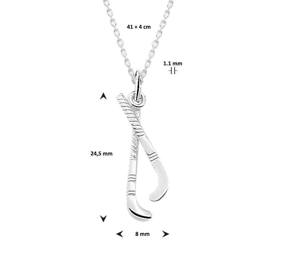 Zilveren ketting met hockeysticks