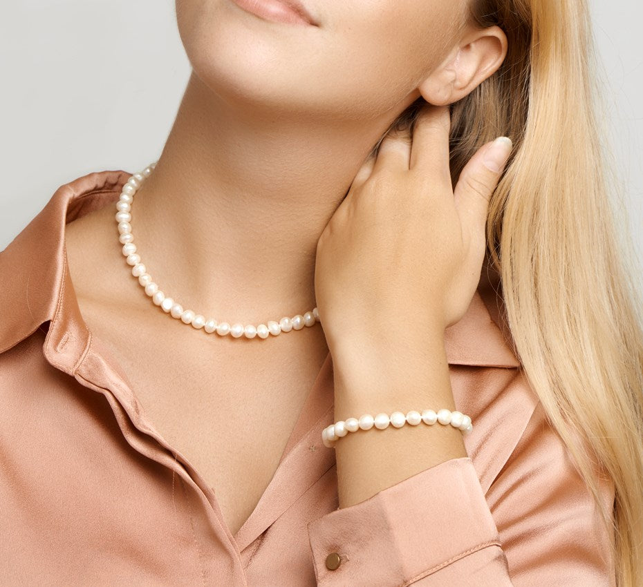 Zilveren parelketting 7,5 mm