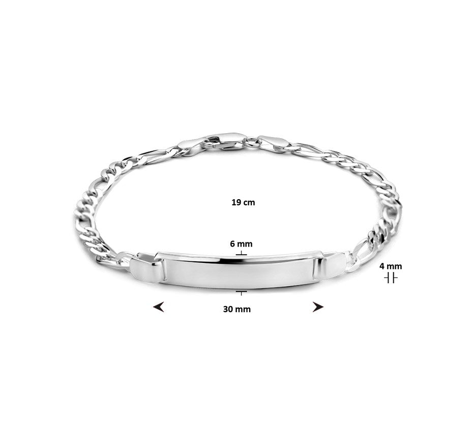 Zilveren graveerarmband figaro 6 mm 19 cm