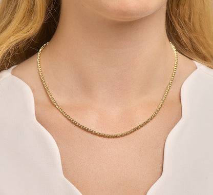 Gouden draadschakelketting met zilveren kern – close-up van de sluiting
