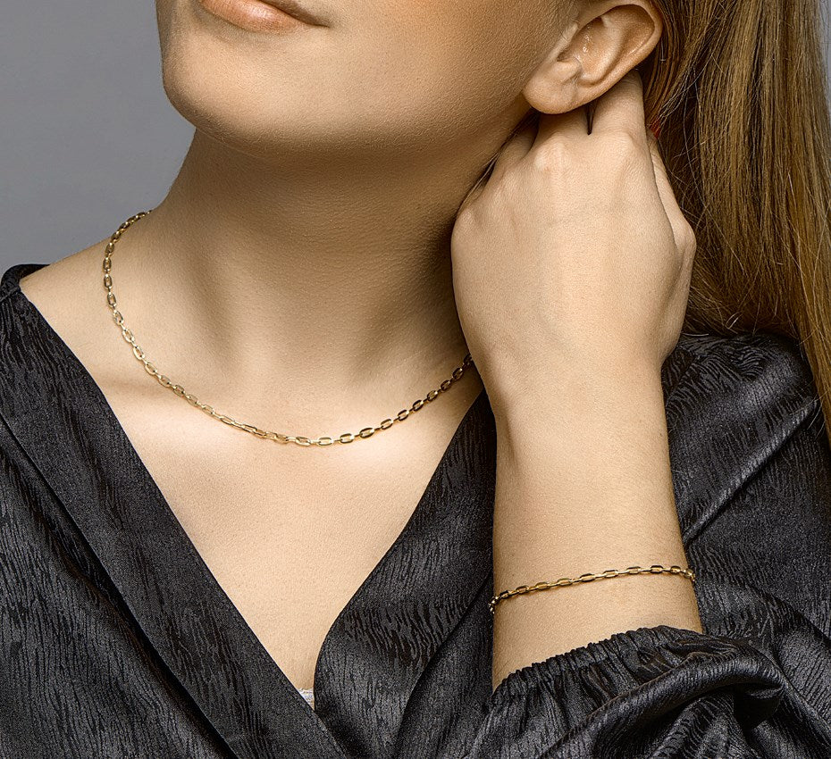 Gouden ankercollier met zilveren kern 3 mm