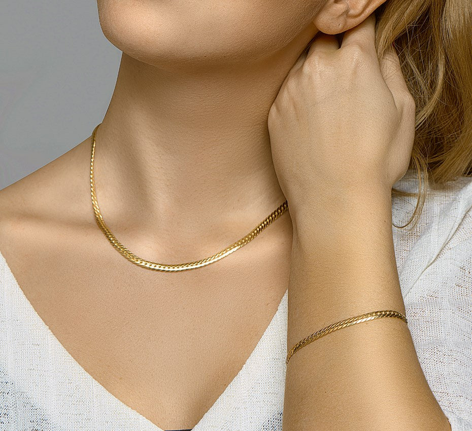 Gouden gourmetteketting met zilveren kern 4,7 mm