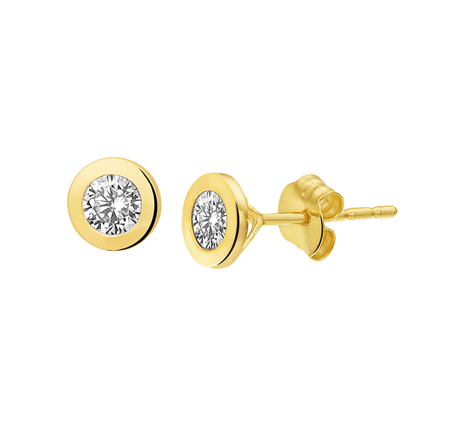 Gouden oorknopjes met zirkonia – 14 karaat