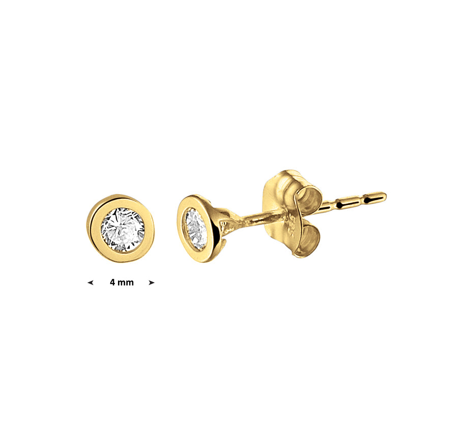 Gouden oorknopjes met zirkonia – 14 karaat