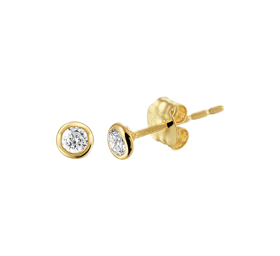 Oorknoppen zirkonia 14k geelgoud