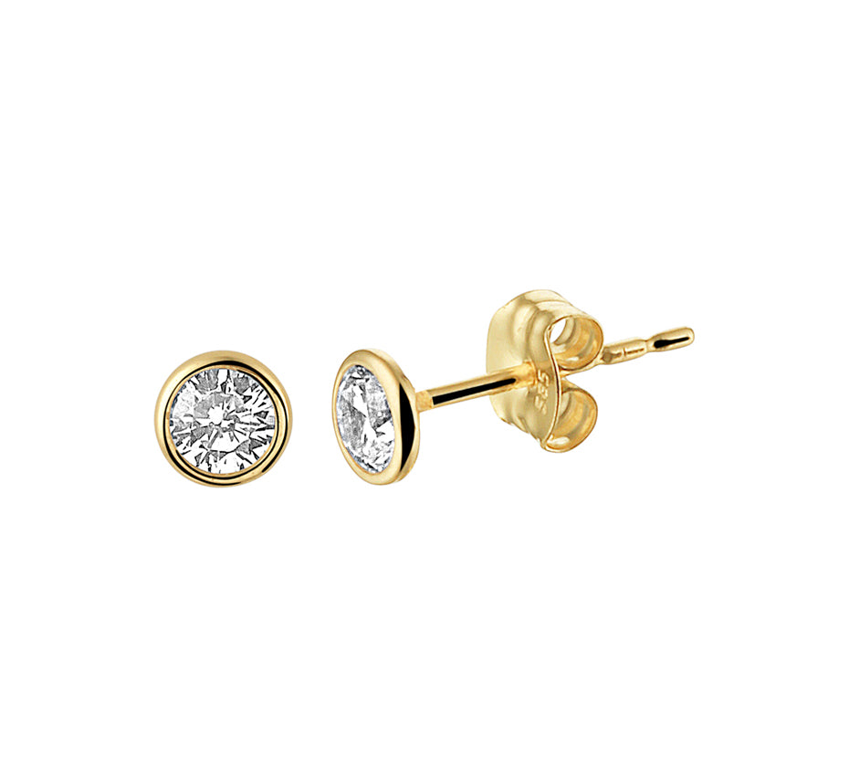 Oorknoppen zirkonia 14k geelgoud