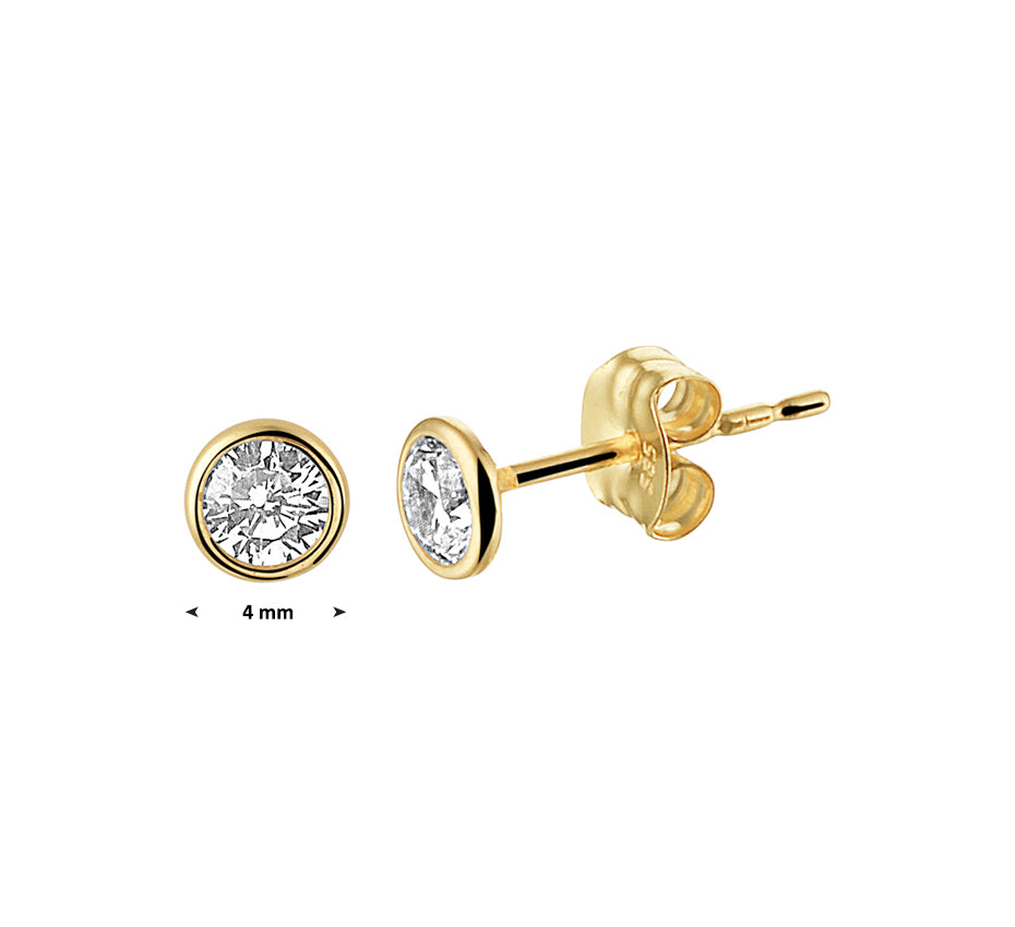 Oorknoppen zirkonia 14k geelgoud