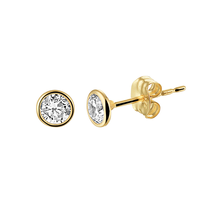 Oorknoppen zirkonia 14k geelgoud