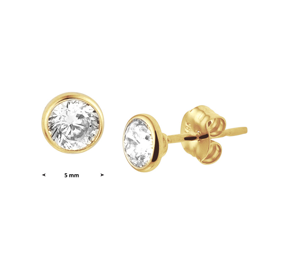 Oorknoppen zirkonia 14k geelgoud