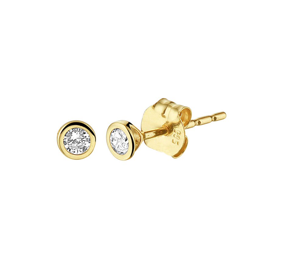 Gouden oorknopjes met zirkonia – 14 karaat