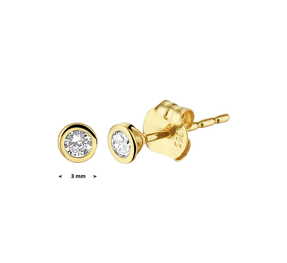 Gouden oorknopjes met zirkonia – 14 karaat