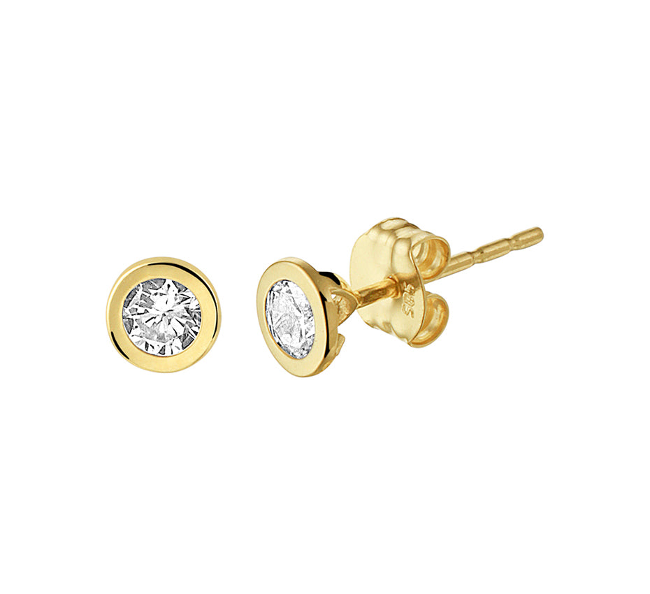 Gouden oorknopjes met zirkonia – 14 karaat