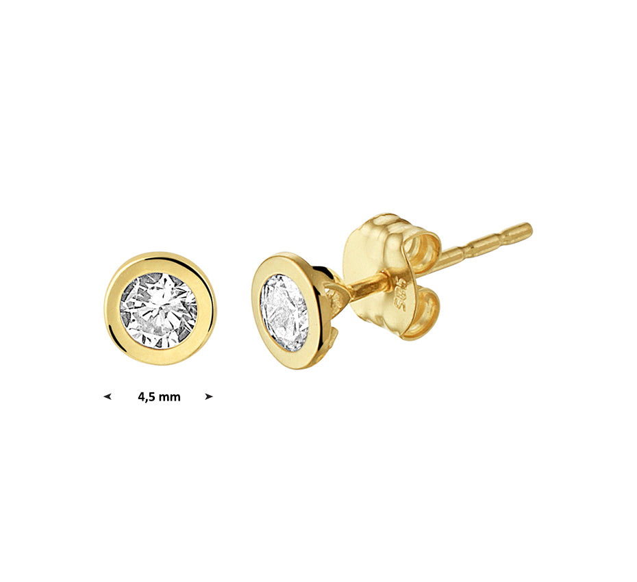 Gouden oorknopjes met zirkonia – 14 karaat