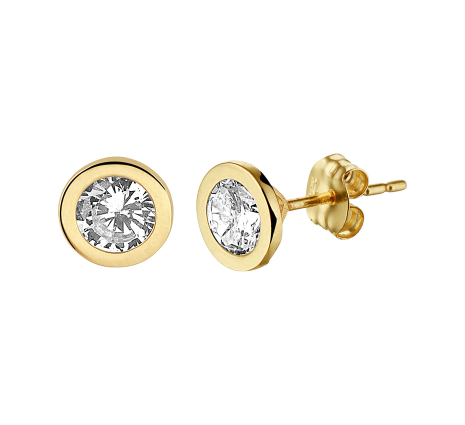 Gouden oorknopjes met zirkonia – 14 karaat
