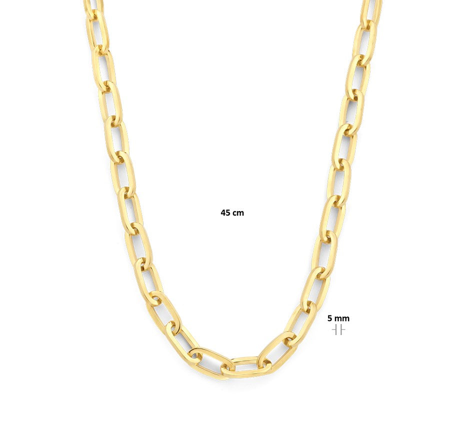 Gouden paperclipketting 5 mm met zilveren kern