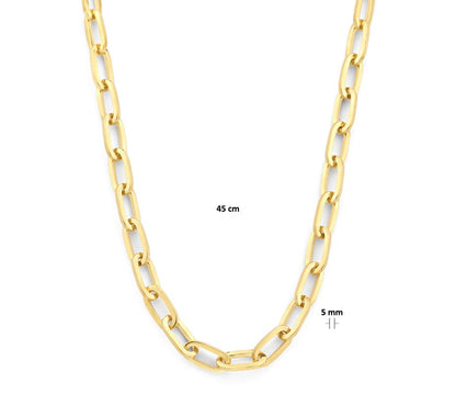 Gouden paperclipketting 5 mm met zilveren kern – gedragen
