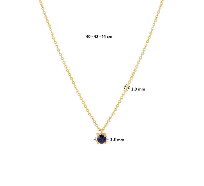 Gouden ketting met saffier – 14 karaat – gedragen