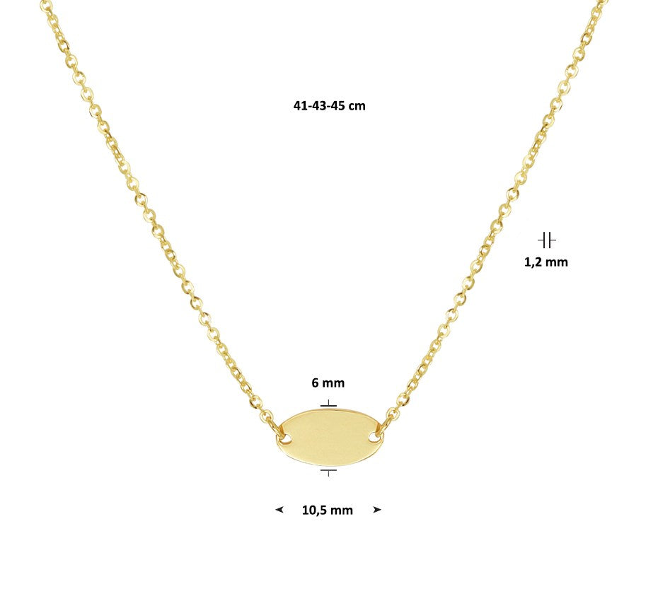 YO&NO graveercollier ovaal 41 - 43 - 45 cm 14k geelgoud