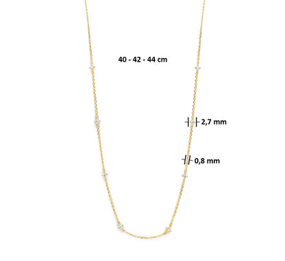 Gouden ketting met zirkoniarij – 14 karaat – gedragen