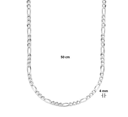 Zilveren figaroketting 4 mm – 50 cm – gedragen