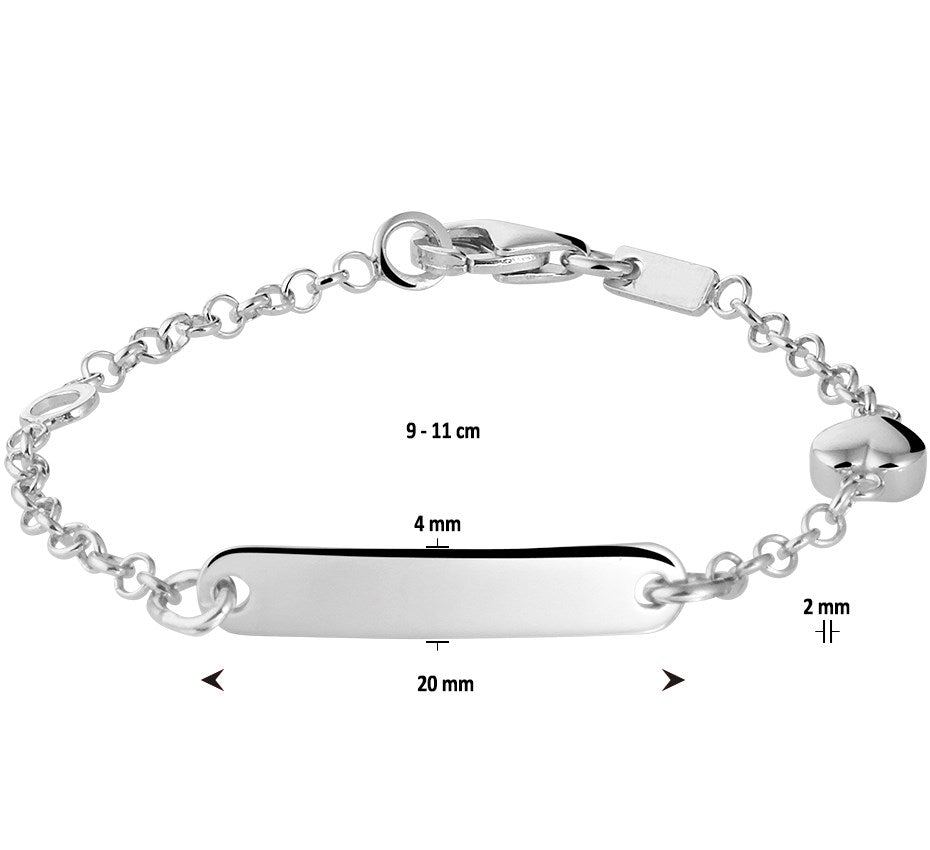 Zilveren graveerarmband jasseron met hartje 9 tot 11 cm