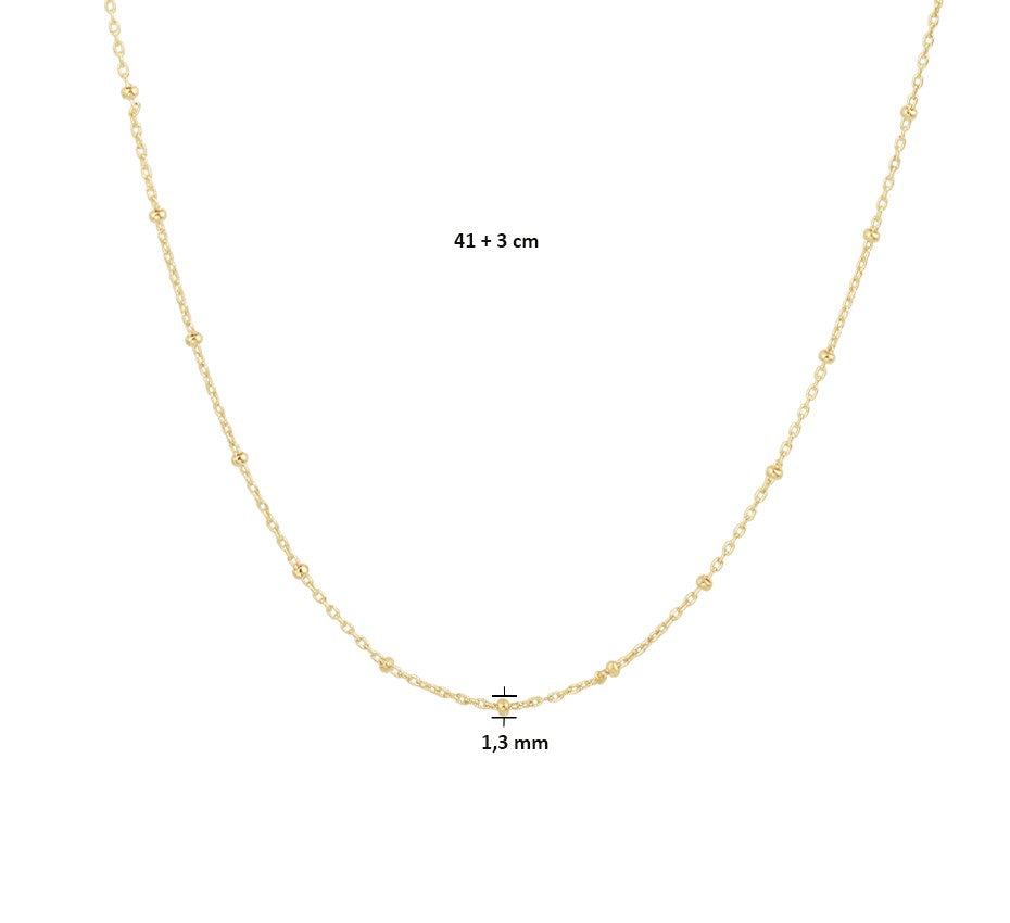 Gouden bolletjesketting 1,3 mm – 14 karaat
