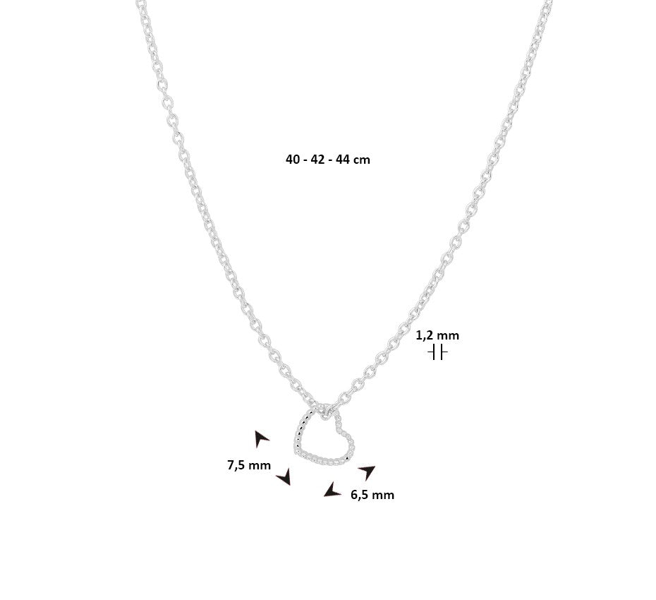 Zilveren ketting met hartje 7,5 mm