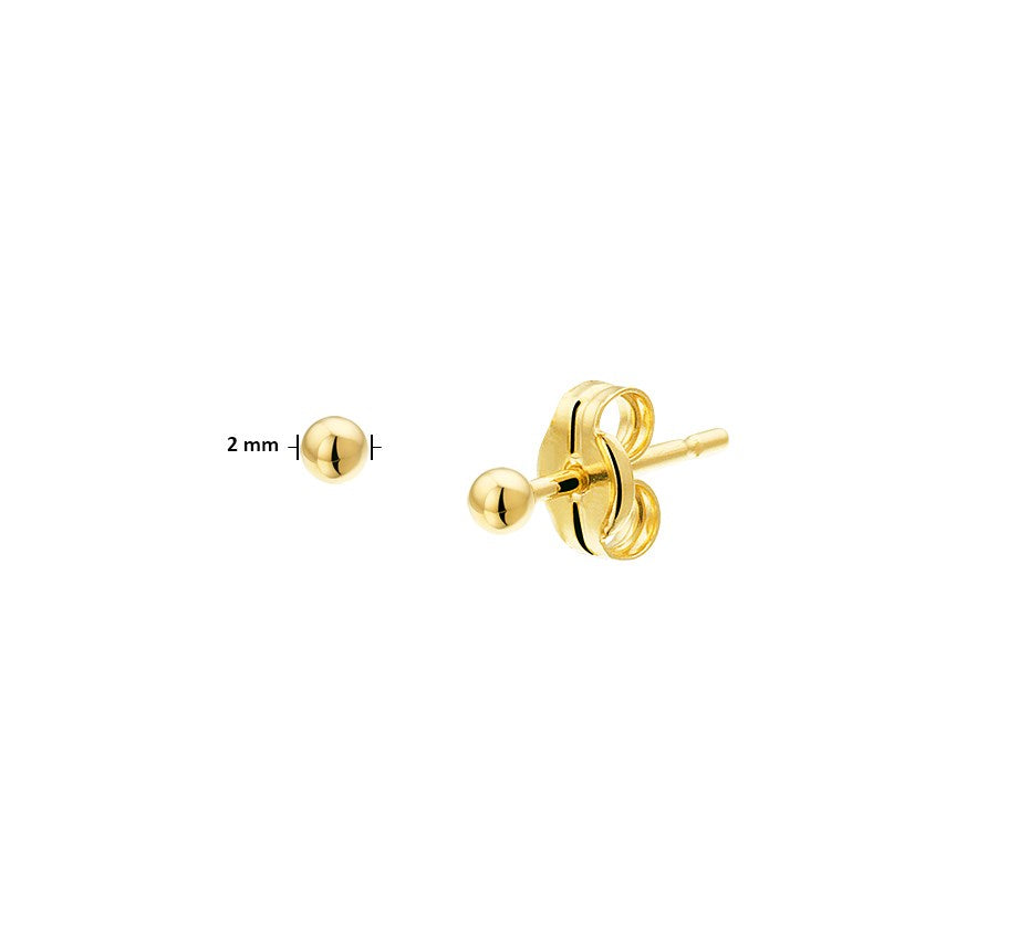Gouden oorknopjes bolletje 2 mm – 14 karaat
