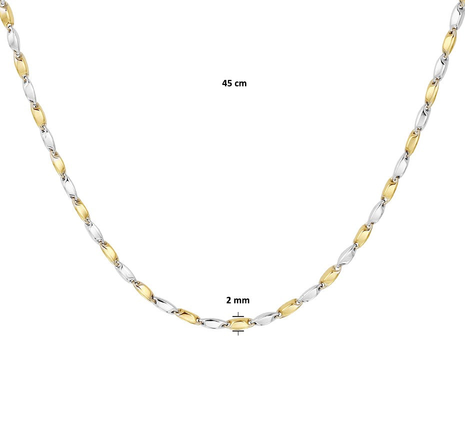 Bicolor gouden collier met staafjes 2 mm – 14 karaat
