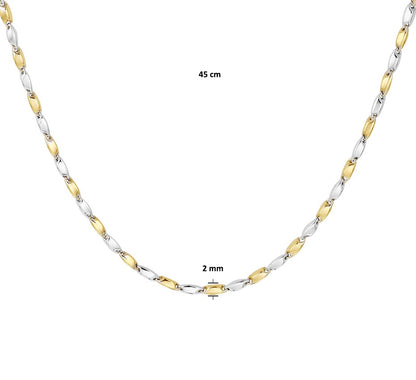 Bicolor gouden collier met staafjes 2 mm – 14 karaat – gedragen