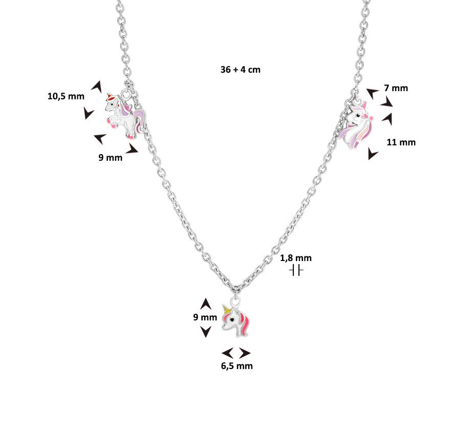 Zilveren kinderketting met eenhoorns