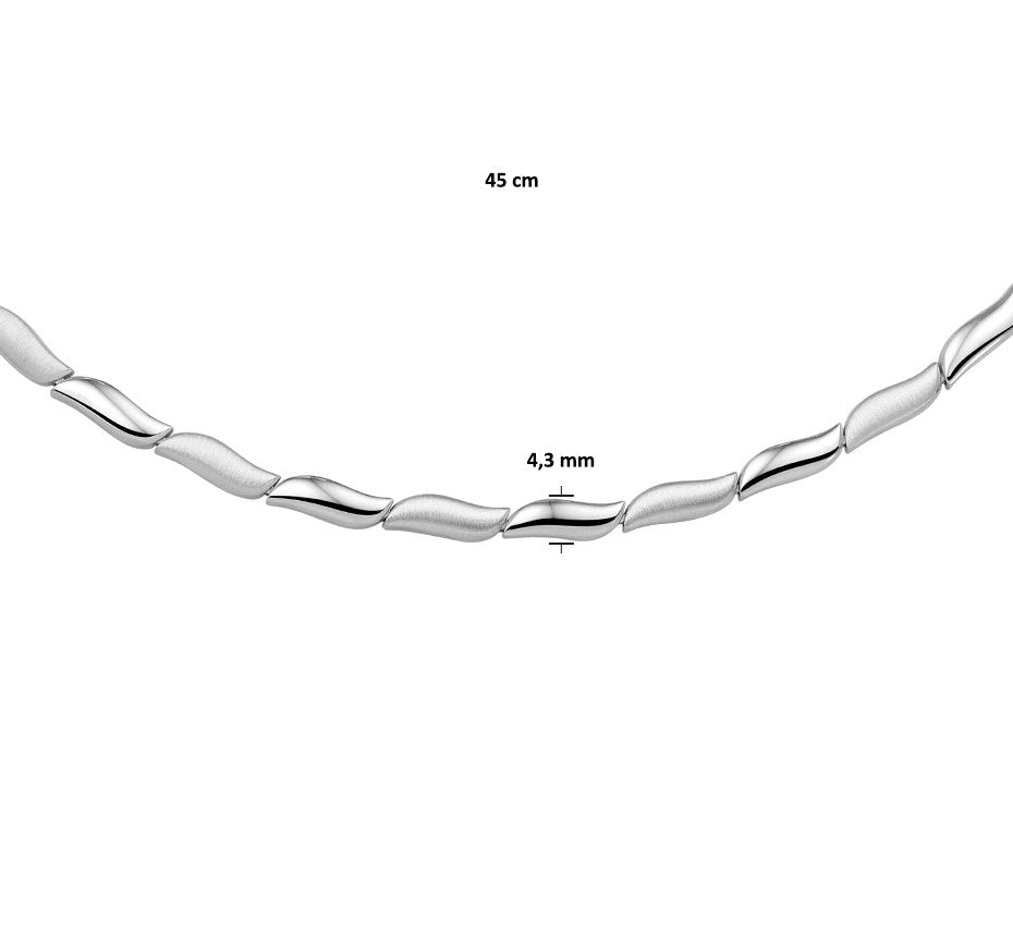 Zilveren schakelketting 4,3 mm, mat en glanzend